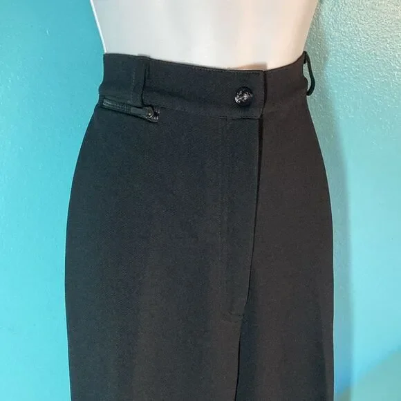 St. John Sport Women Size 10 Black Straight Leg Equestrian Patch Flat Front Pant - Picture 3 of 14